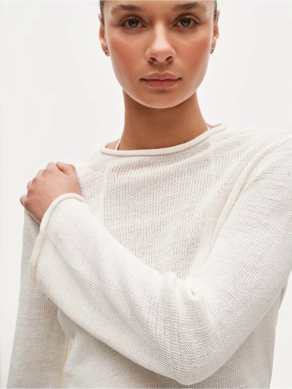 J. Crew ivory Summer Rollneck™ sweater in linen blend Size XS